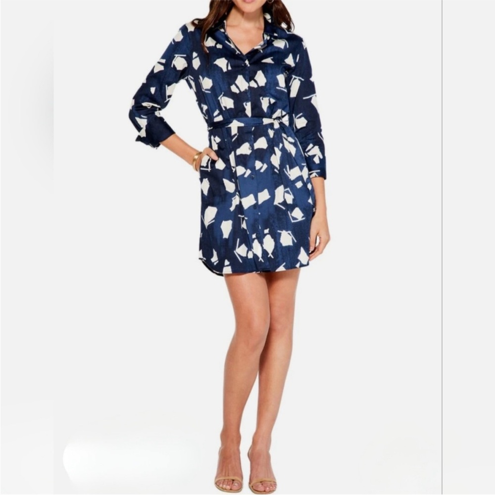 NIC+ZOE Mosaic Blues Dress XXL Shirt Dress